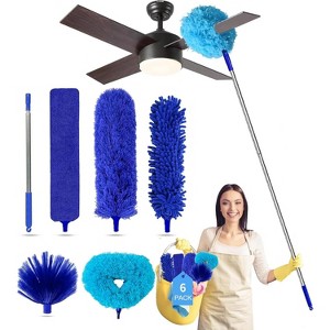5-in-1 Microfiber Feather Duster Kit with 100 Inch Extension Pole, Cobweb Duster for High Ceilings and Fans - 1 of 4