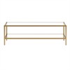 54 in. Antique Brass Finish Coffee Table with Clear Glass Shelf - Henn&Hart - 2 of 4