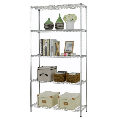 Chrome 5-Tier Adjustable Steel Wire Shelving Unit for Kitchen and Garage
