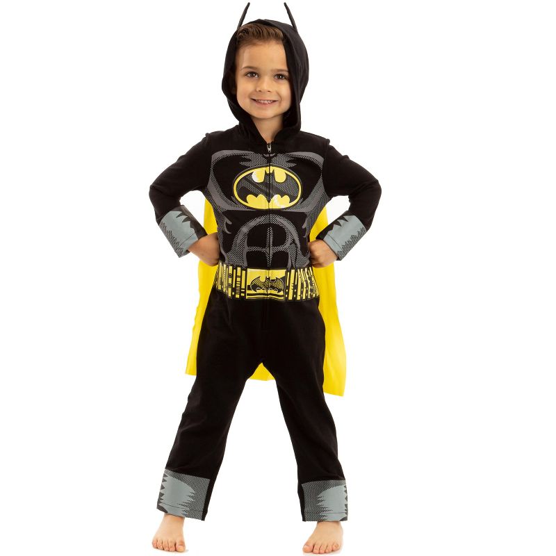 WARNER BROS Justice League Batman Baby Zip Up Cosplay Costume Coverall and Cape Newborn to Little Kid , 2 of 8
