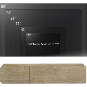 Atelier Mobili,Modern Floating TV Stand Wall Mounted for 80 Inch TV, Oak - 1 of 4