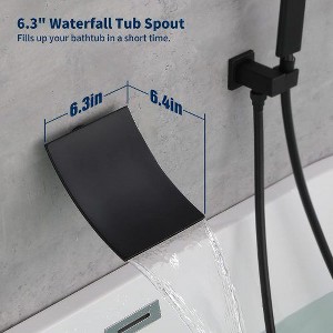Wall-Mounted Tub Faucet with Hand Shower, Waterfall Bathtub Shower Set, Solid Brass Rough-in Valve and Shower Trim Kit, Male NPT - 1 of 4
