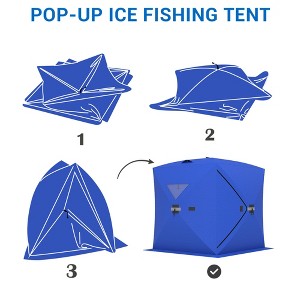 Portable Pop-Up Ice Fishing Tent, Spacious 3 to 4 Person Ice Fishing Shelter, Weather Resistant Winter Fishing Shelter Includes 2 Zipper Doors - 1 of 4