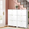 TIRAMISUBEST White 3-Drawer Steel Shoe Cabinet - Freestanding Flip-Door Storage Organizer for Entryway, Hallway or Bedroom (Assembly Required) - 3 of 4