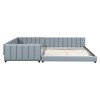 MAYEERTY Queen & Twin XL Size Upholstered Platform Bed, Mother & Child Bed PU Leather, Bedroom, Gray - 4 of 4