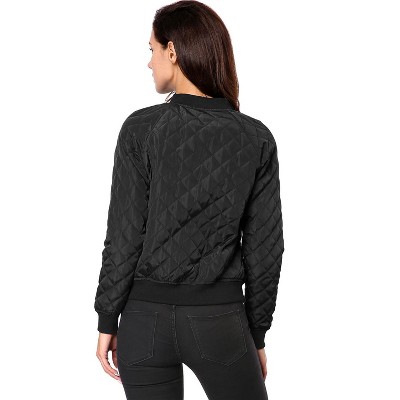 INSPIRE CHIC Women's Quilted Zip-Up Raglan Sleeves Bomber Jacket X-Large Black — фото 5