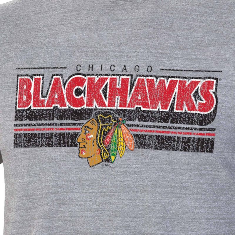 NHL Chicago Blackhawks Men&#39;s Short Sleeve Tri-Blend T-Shirt, 3 of 4