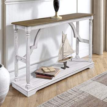 Galano Delroy 45.9 in. Spray Paint Rectangular Solid Wood Console Table in White and Oak, White, Oak