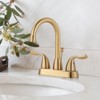 WOWOW 4 in. Centerset Double Handle High Arc Bathroom Faucet with Drain Kit Included in Brushed Nickel - 2 of 4