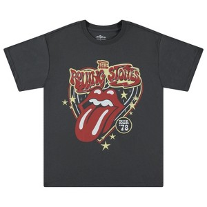 Rolling Stones Ladies Fashion Shirt - Ladies Classic Rolling Stones Clothing - Mick Jagger, Keith Richards, Charlie Watts Tee (Charcoal, Large) - 1 of 4