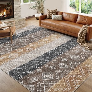 Modern Abstract Patchwork Pattern Rugs for Living Room Thin Washable Low Pile Area Rug Indoor Soft Carpet for Bedroom - 1 of 4