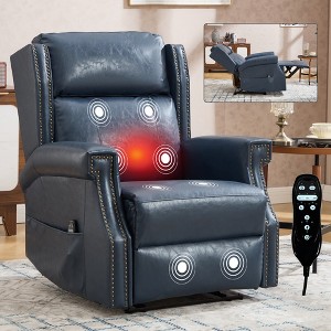 KWPZQEB Modern Recliner Chair for Adults, Home Theater Seating with Massage and Heat, Faux Leather Recliners Sofa Chair for Living Room - 1 of 4