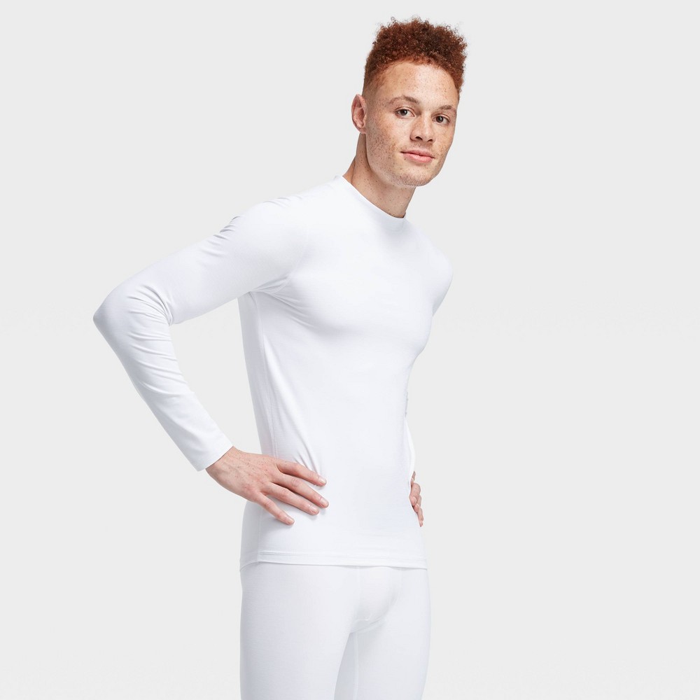 Men's Long Sleeve Fitted Cold Mock T-Shirt - All in Motion True White S was $22.0 now $11.0 (50.0% off)