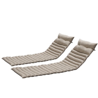 VisioGear 2PCS Set Outdoor Lounge Chair Cushion, Replacement Patio Funiture Seat Cushion, Chaise Lounge Cushion, Khaki, 72.83"*23.62"*2.36"