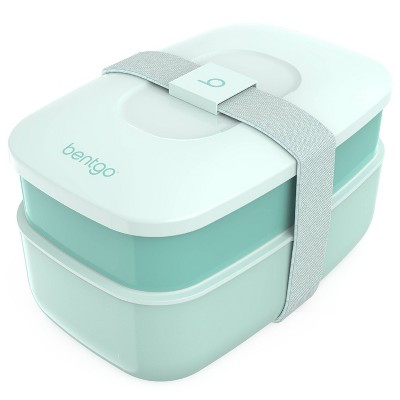 Aqua Stackable Bento Lunch Box with Built-in Utensils