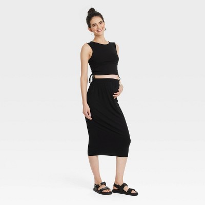 Match Back Ribbed Crop Maternity Skirt Set - Isabel Maternity By Ingrid &  Isabel™ Black Xl : Target