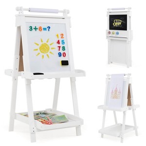 Safstar Foldable Easel for Kids 3-in-1 Double-sided Art Easel with Chalkboard White - 1 of 4