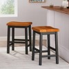 24" Wood Counter Stool (Set of 2) with Saddle Seat, Armless Design for Indoor Use and Serving Area - 3 of 4