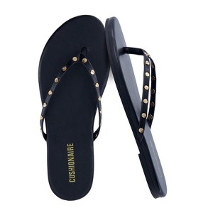 CUSHIONAIRE Confetti Women’s Studded Flip Flop Sandal – Slip-On Thong with Memory Foam & Stylish Rivet Strap - 1 of 4