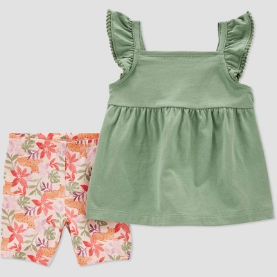 Carter's Just One You®️ Baby Girls' Tropical Floral Top & Bottom Set - 9M