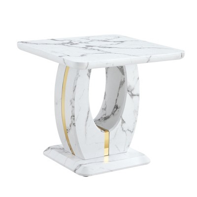 UPHA Modern Minimalist Marble-Patterned MDF Square Coffee Table