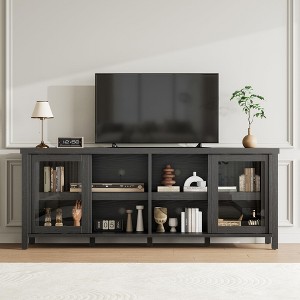 TV Stand for 65 Inch, Style Entertainment Center with Storage Cabinet and 4 Sliding Glass Doors, Modern TV Console Table for Living Room, Bedroom - 1 of 4
