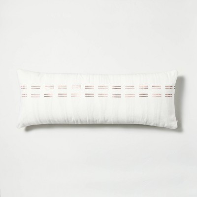 16" x 42" Dash Stripe Oversized Lumbar Bed Pillow Pumpkin Brown - Hearth & Hand™ with Magnolia