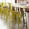 Flash Furniture Carly Commercial Grade 24" High Metal Indoor-Outdoor Counter Height Stool with Back and Polystyrene Seat - 2 of 4