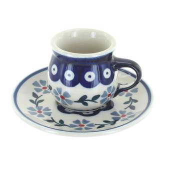 Blue Rose Polish Pottery F035 Manufaktura Espresso Cup & Saucer
