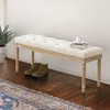 Arceso Bedroom Bench, Vintage French Tufted End of Bed Bench, Upholstered Fabric Ottoman Bench with Carved Wood Legs - 4 of 4