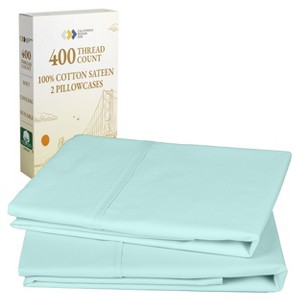 Set of 2 Pillowcases - 400 Thread Count, 100% Cotton Sateen, Soft, Cooling and Breathable by California Design Den - 1 of 4