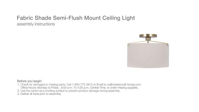 Fabric Shade Semi-Flush Mount Ceiling Light Brass/Oatmeal - Hearth &#38; Hand&#8482; with Magnolia, 2 of 9, play video