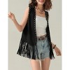 Women's 70s Hippie Fringe Vest Cardigan Rivets Sleeveless Jacket - 4 of 4