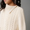Hope & Henry Girls' Organic Split Collar Cable Sweater Cape, Ivory Center Cable, X-Small - 3 of 4