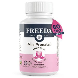 FREEDA Mini Prenatal Multivitamin: Tiny Kosher Tablets with Iron, Folic Acid, Vitamin D for Pregnant Women, Easy-to-Swallow - 1 of 4
