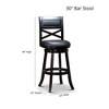 FURNIinspire Counter And Bar Stools Swivel Bar Stool Counter Stool, Vintage Bar Chair With Backrest, Natural Frame, Charcoal Fabric Seat, 24"*24"*45" - 3 of 4