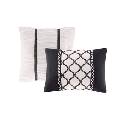Intelligent Design Twin/Twin XL 4pc Hannah Floral Print Comforter Set - Black/White: Vintage Reversible Bedding with Decorative Pillows — фото 8