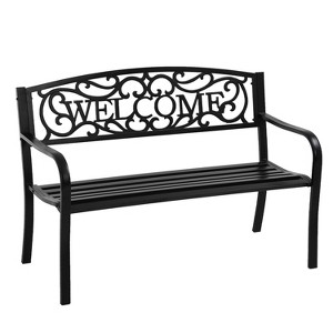 BestMassage Metal Garden Bench Outdoor Patio Furniture Park Bench - 1 of 4
