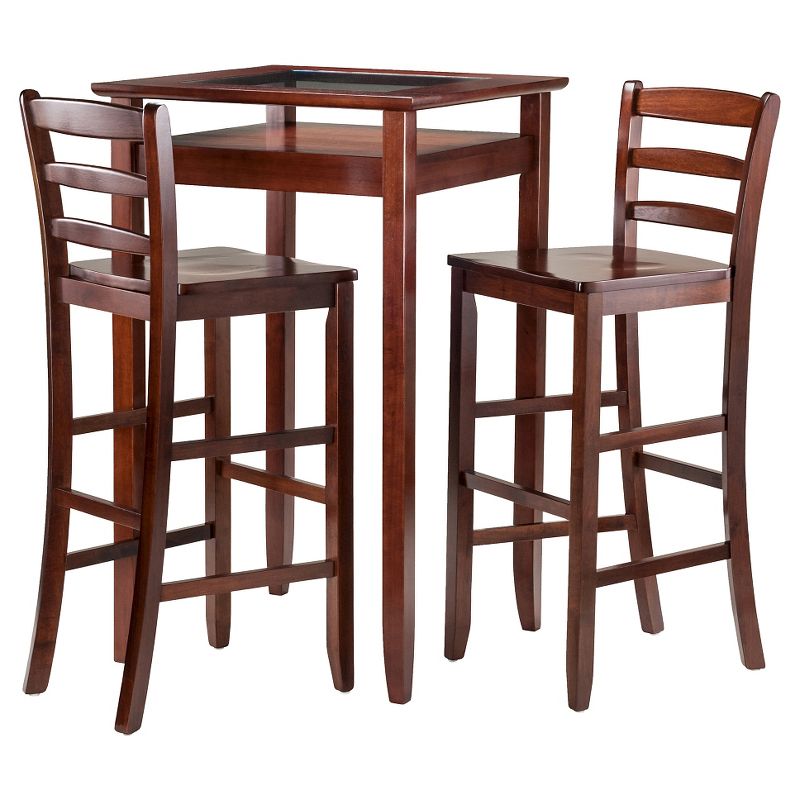 3pc Halo Bar Height Dining Set Wood/Walnut - Winsome, 1 of 5