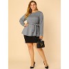 Agnes Orinda Women's Plus Size Houndstooth Formal Outfits Plaid Tie Waist Workwear Blouses - 3 of 4