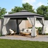 VYNXARIA 10*12 Outdoor Gazebo Tent with Double Roofs, Patio Gazebo with Mosquito Netting, Patio Canopy for Backyard, Garden, Lawn and Deck,Gray - 2 of 4