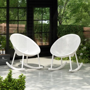 Coolbibila-Patio Chair Set Of 2, Patio Chair Made Of High-Quality Polypropylene, Rocking Chairs For Outdoor With Modern Design - 1 of 4