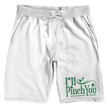 St. Patrick's Day I'll Pinch You Men's White Sleep Pajama Shorts
