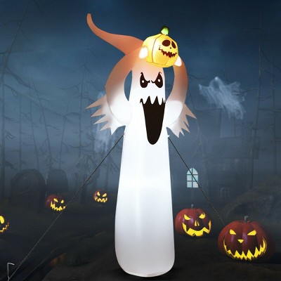 Costway 6FT Halloween Inflatable Blow Up Ghost w/ Pumpkin LED Lights Yard Decoration