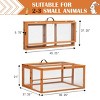 LAOTIES Folding Wooden Rabbit Cage with Run,Outdoor Portable Poultry Cage with Roof and Roosting Pole - 3 of 4