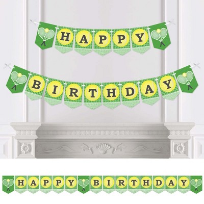 Big Dot of Happiness You Got Served - Tennis - Birthday Party Bunting Banner - Tennis Ball Birthday Party Decorations - Happy Birthday
