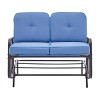 Barton Outdoor 2-Person Glider Bench Patio Rocking Loveseat Cushioned Seat, Blue - 2 of 4