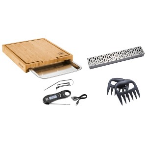 ZWILLING BBQ+ 4-pc Grill Smoker Set, Bamboo Cutting Board with Tray, Smoker Box, Digital Thermometer, Meat Claws - 1 of 2