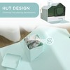 Whisen Enclosed Cat Litter Box with Chimney Deodorizer, Drawer Tray, Scoop, Mat, Push Door, House Design - Blue - 4 of 4