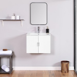 24" Bathroom Vanities Cabinet with Sink Combo, Wall-Mounted Floating Bathroom Vanity with White Ceramic Sink - 1 of 4